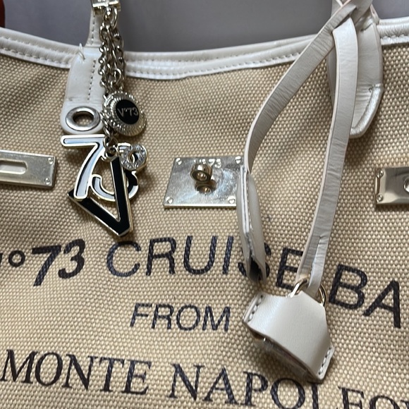 V 73 Linen Canvas tote bag. Leather handles in v good condition. - Picture 7 of 7